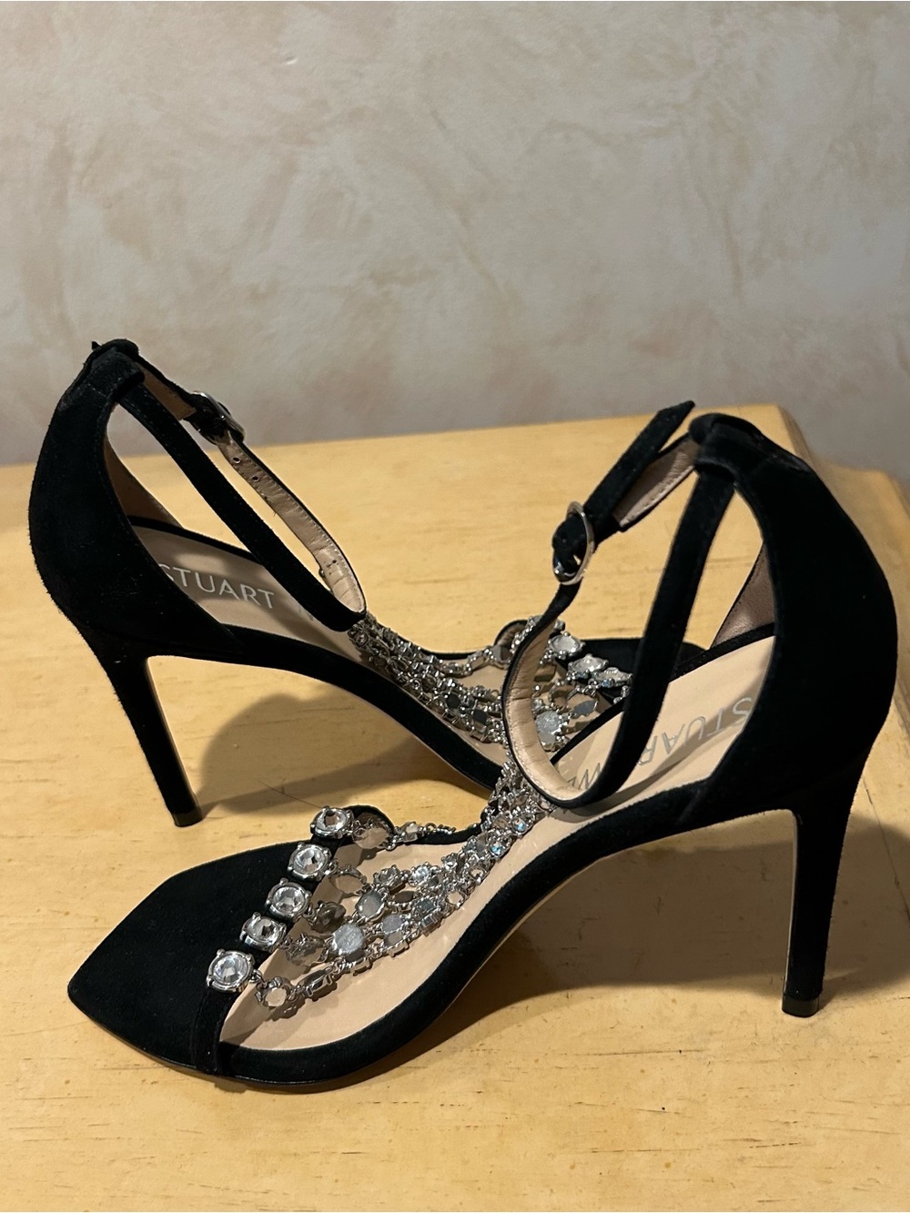Stuart Weitzman stardust Crystal embellished  suede stiletto heel in size 6.5